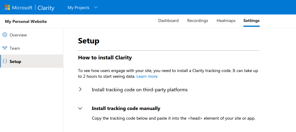 How to setup Microsoft Clarity